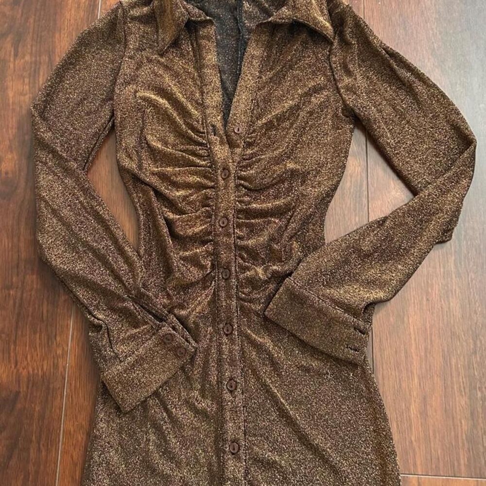 Astr-the-label Women's Brown and Gold Dress